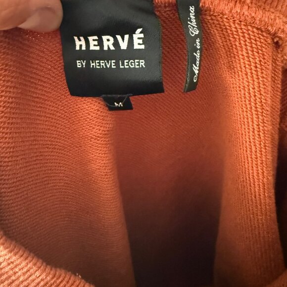 Hervé Orange Sweatshirt Crewneck Cotton Womens Size M - Picture 7 of 7